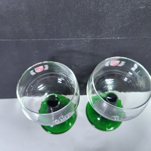 Beehive Wine Glasses Jost Vineyards Vintage Green Pair of Two (2) Luminarc - Picture 5 of 7